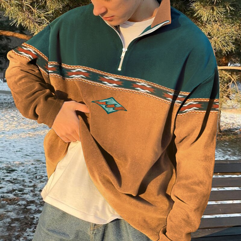 Jersey moderno con cuello alto y media cremallera