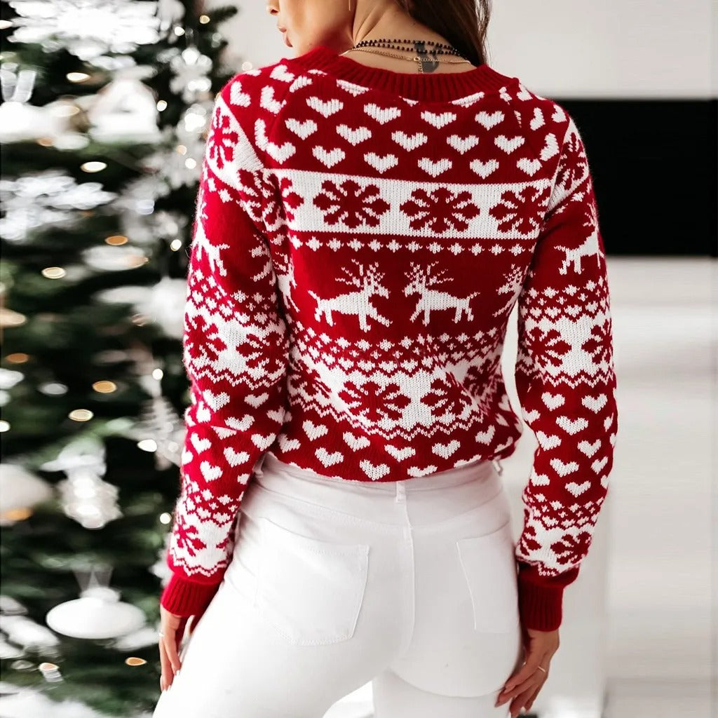 Jersey navideño para mujer de corte ajustado