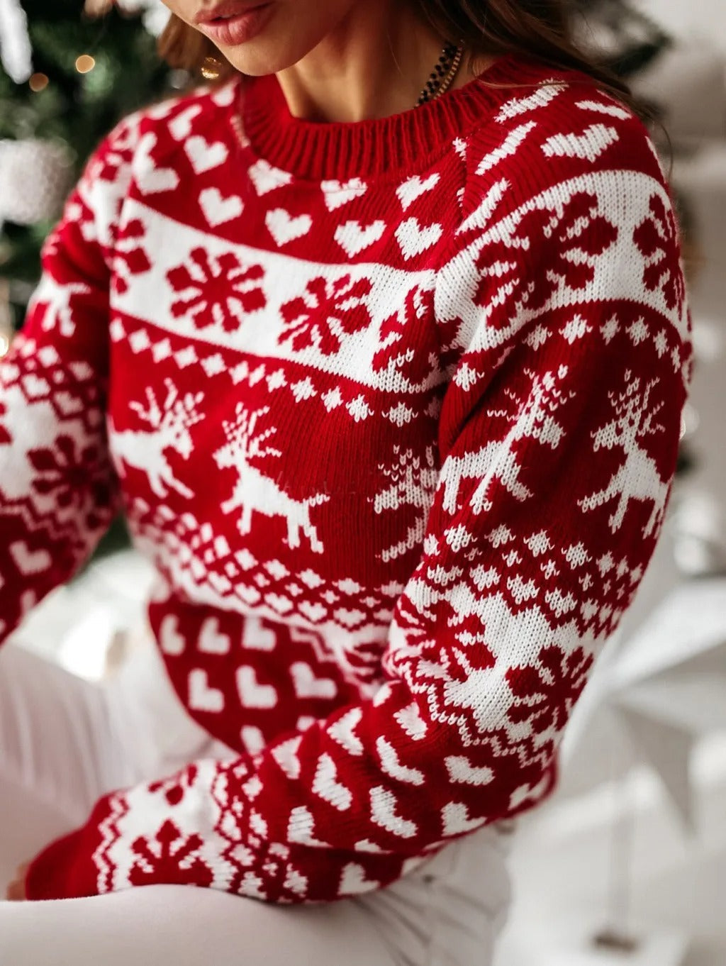 Jersey navideño para mujer de corte ajustado