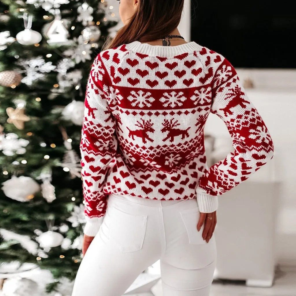 Jersey navideño para mujer de corte ajustado