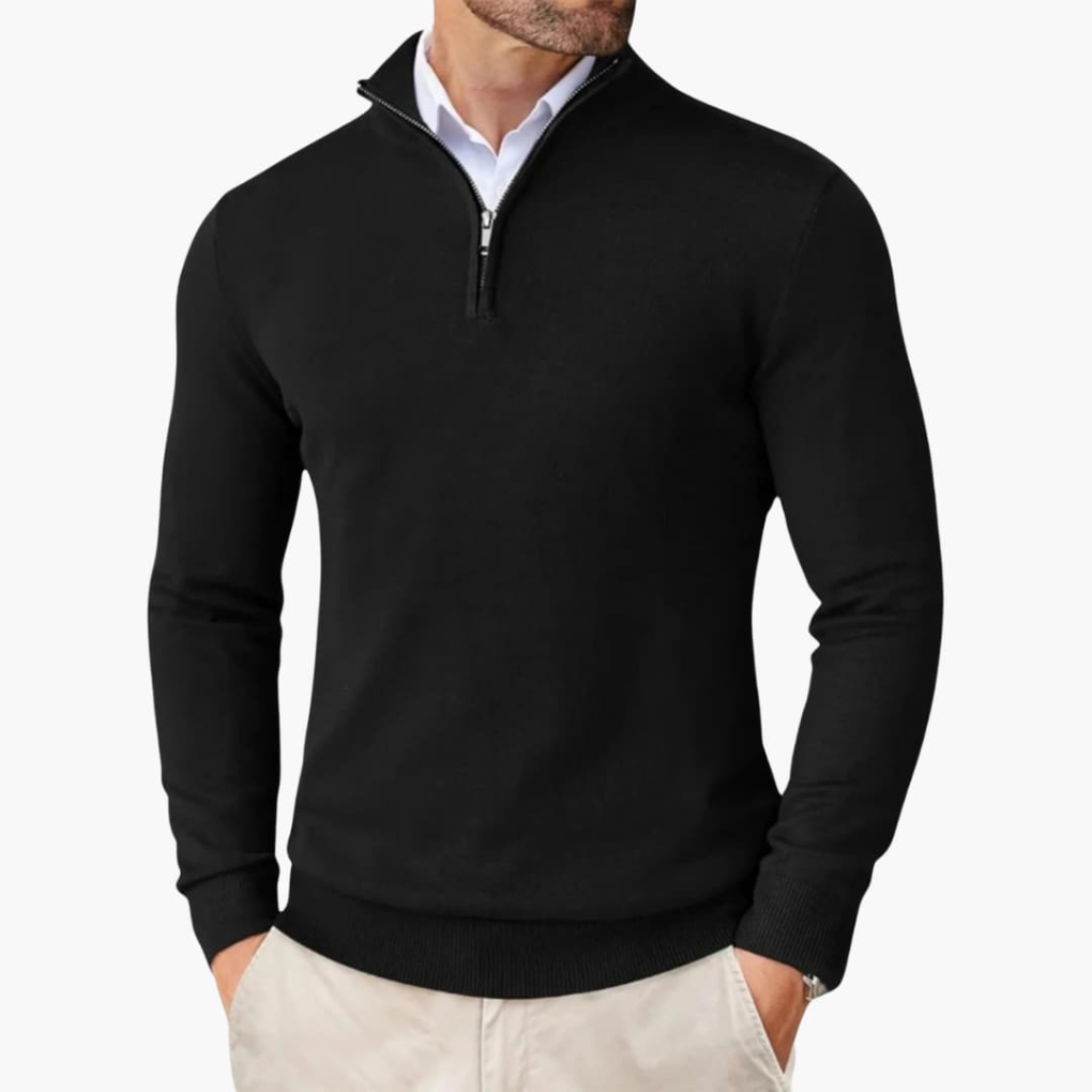 Jersey para hombre con media cremallera y acabado acanalado