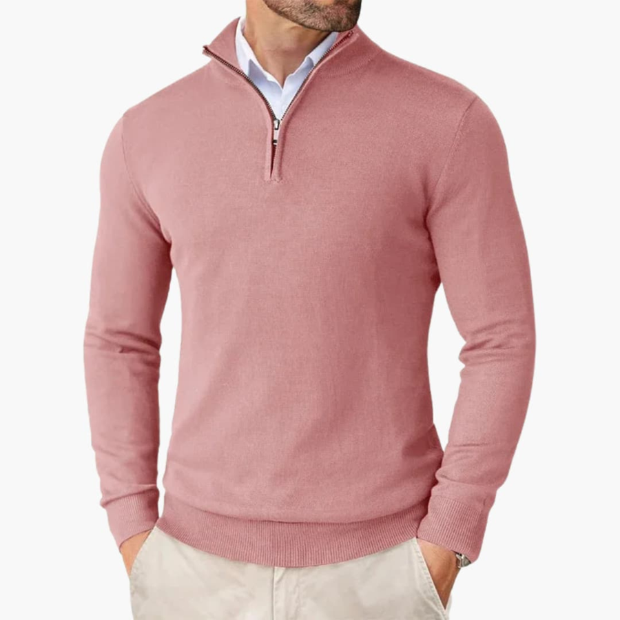 Jersey para hombre con media cremallera y acabado acanalado
