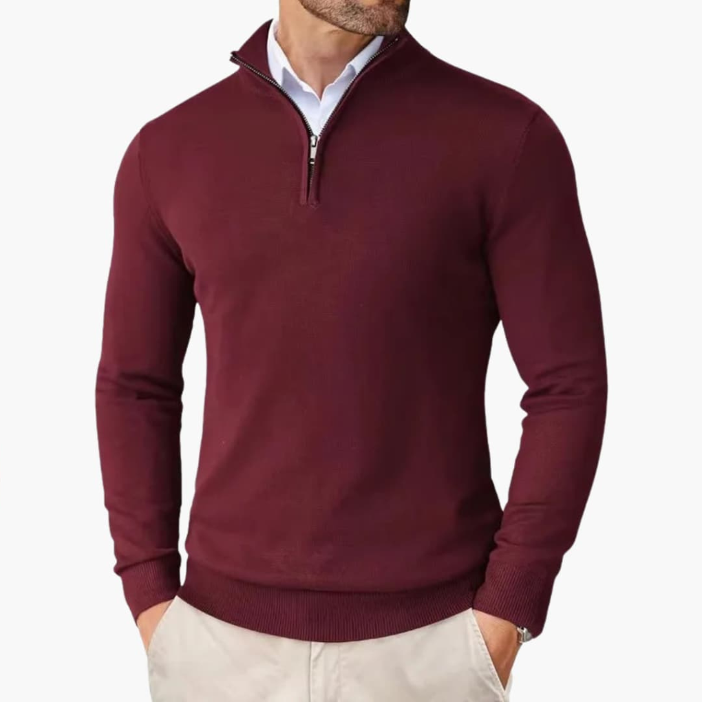 Jersey para hombre con media cremallera y acabado acanalado