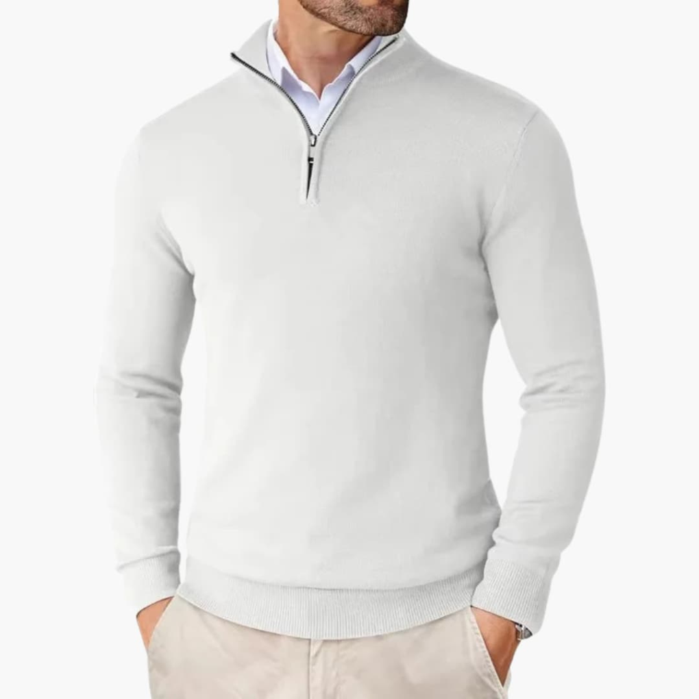 Jersey para hombre con media cremallera y acabado acanalado