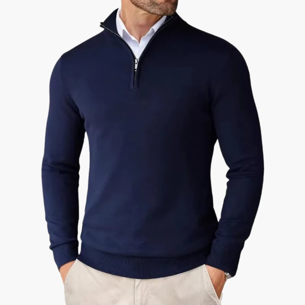 Jersey para hombre con media cremallera y acabado acanalado