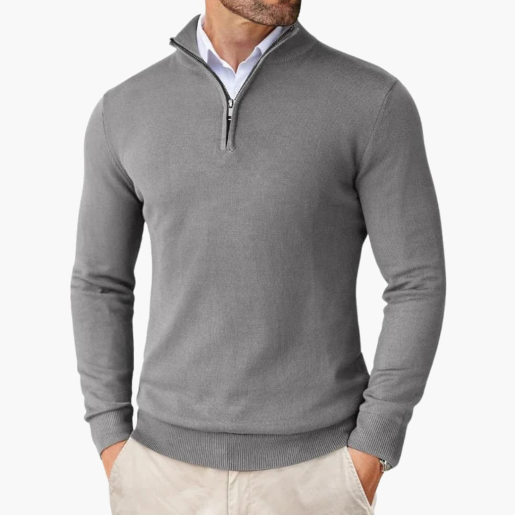 Jersey para hombre con media cremallera y acabado acanalado