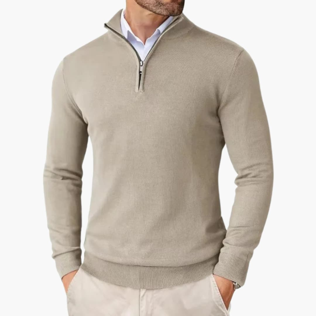 Jersey para hombre con media cremallera y acabado acanalado