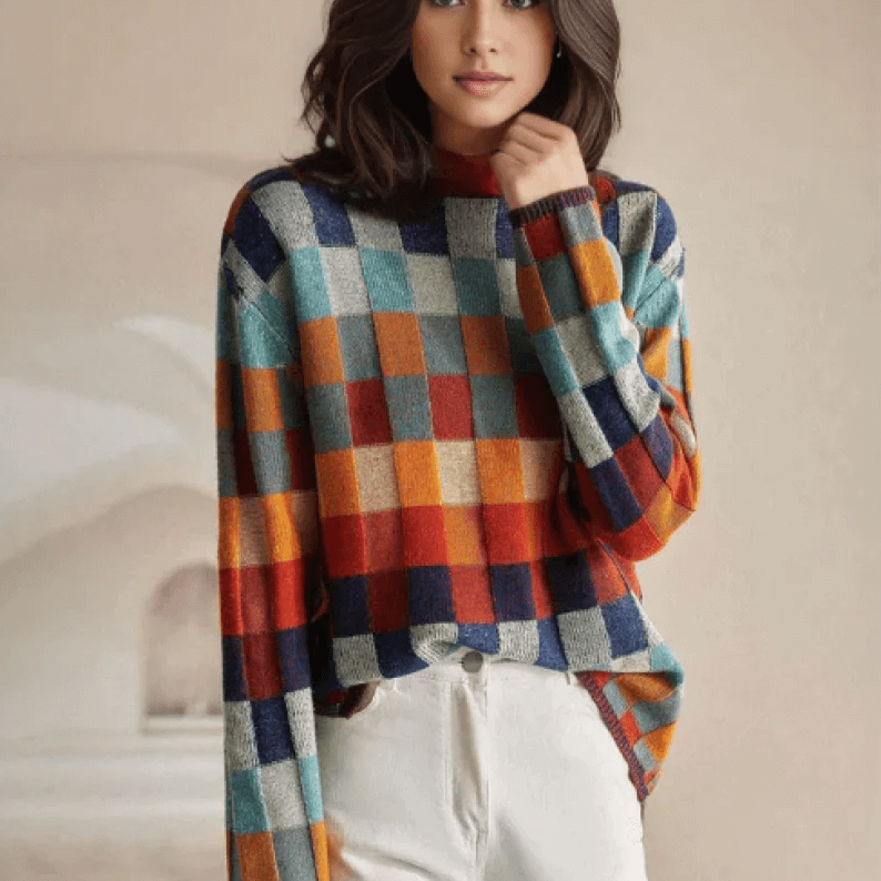 Jersey suave de cuello alto para mujer
