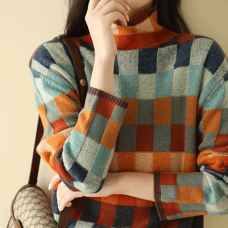 Jersey suave de cuello alto para mujer
