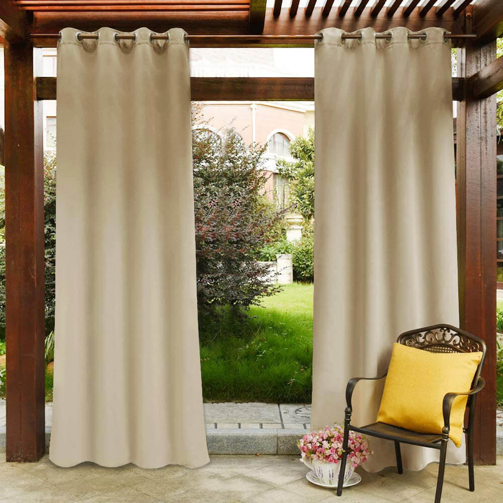 Juego de 2 cortinas de exterior para terraza, impermeables, resistentes al viento y para mayor privacidad, con ollaos