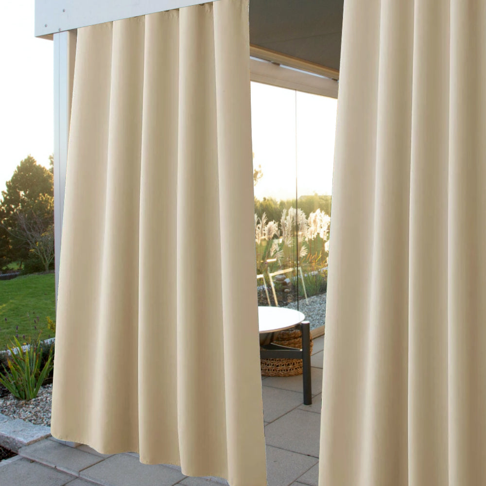 Juego de 2 cortinas de exterior para terraza, impermeables, resistentes al viento y para mayor privacidad, con ollaos