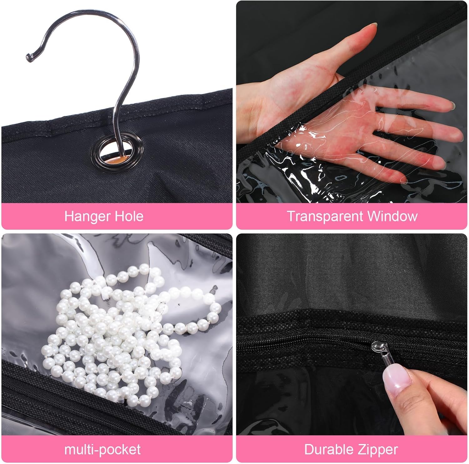 Juego de 5 fundas portatrajes y para ropa unisex con bolsillos transparentes y ojal para plegar