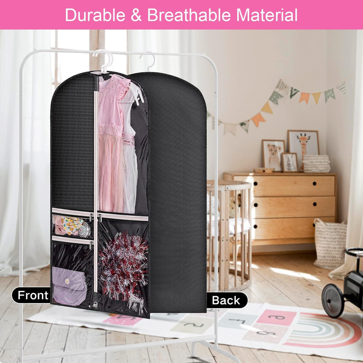 Juego de 5 fundas portatrajes y para ropa unisex con bolsillos transparentes y ojal para plegar