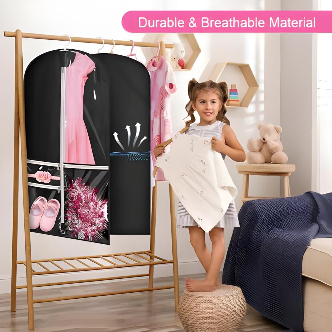 Juego de 5 fundas portatrajes y para ropa unisex con bolsillos transparentes y ojal para plegar