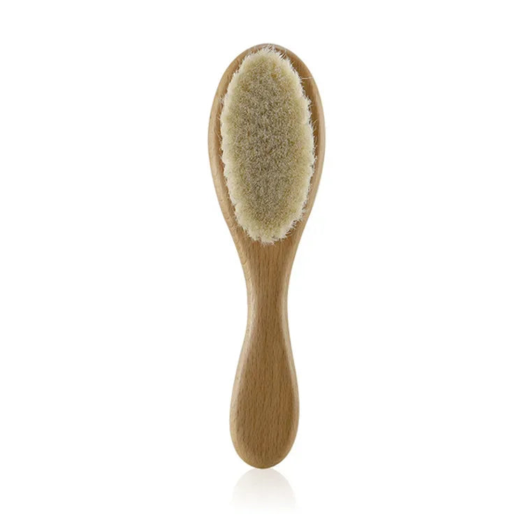 Juego de cepillos suaves para el pelo de bebé recién nacido de madera y pelo natural