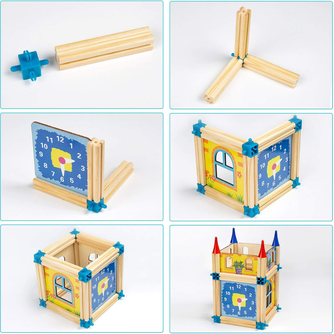 Juego de construcción creativo de madera para niños