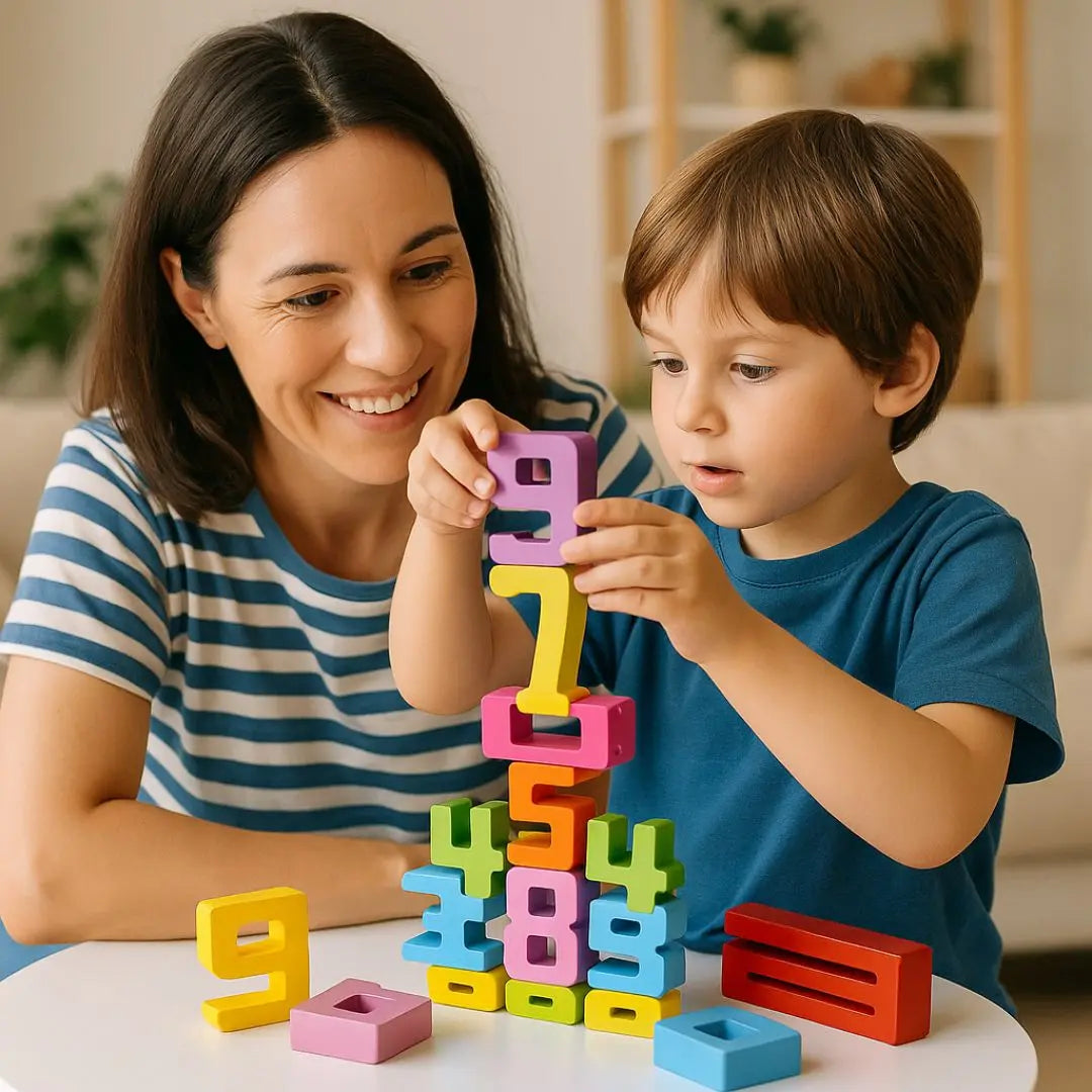Juego de construcción de madera Montessori