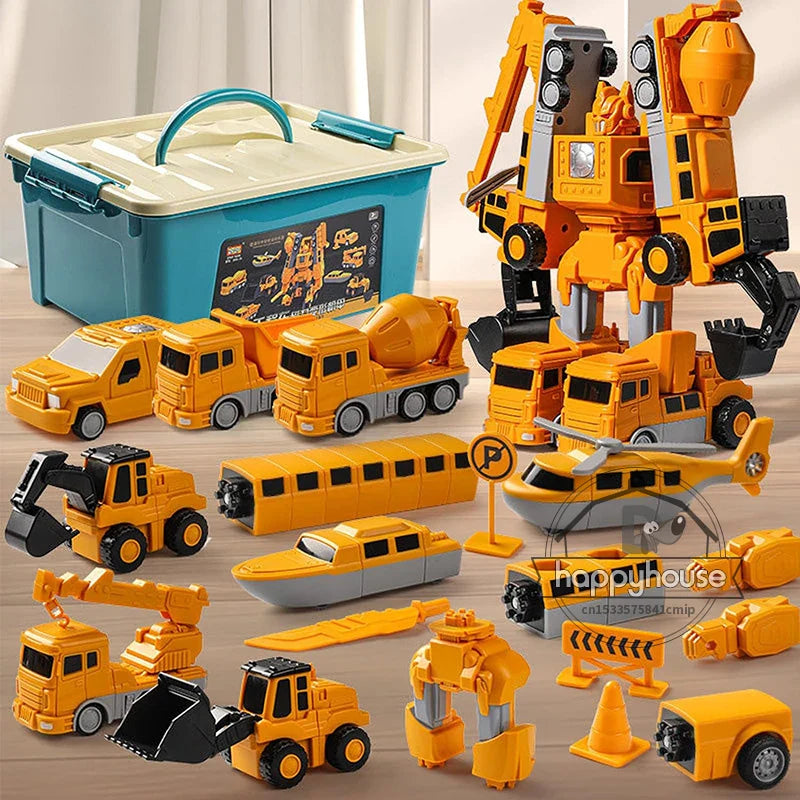 Juego de construcción magnético infantil de robot transformable y coches, juguete educativo STEM