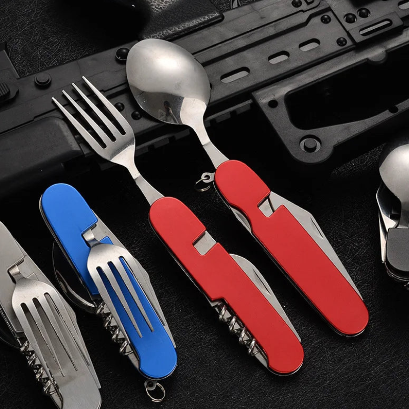 Juego de cubiertos plegables para exterior 4 en 1