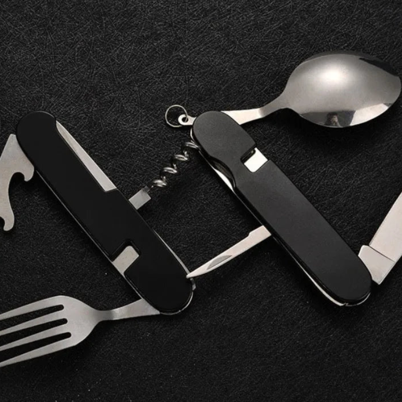Juego de cubiertos plegables para exterior 4 en 1