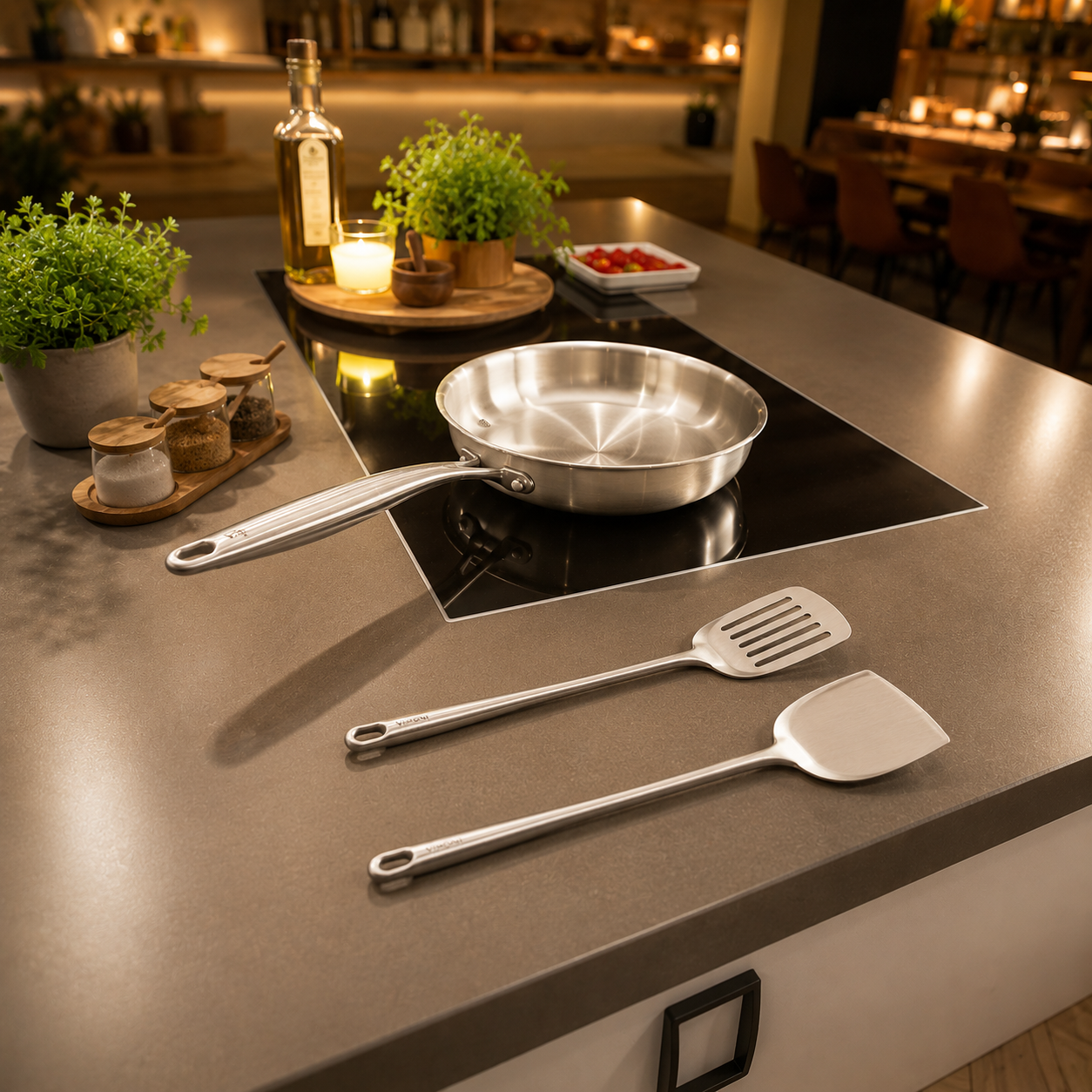 Juego de Espátulas de Cocina de Titanio Puro Versátiles para Altas Temperaturas