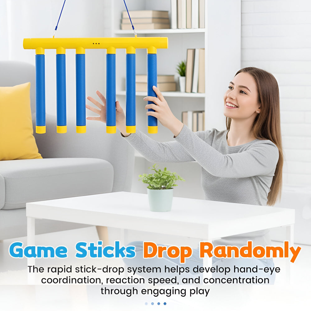 Juego de reflejos para niños y entrenador de reacción de caída de bastones