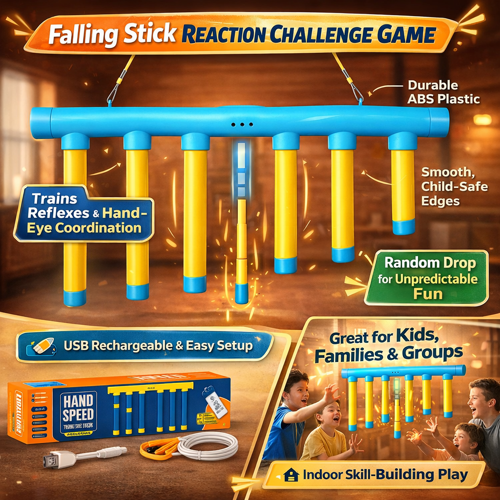 Juego de reflejos para niños y entrenador de reacción de caída de bastones