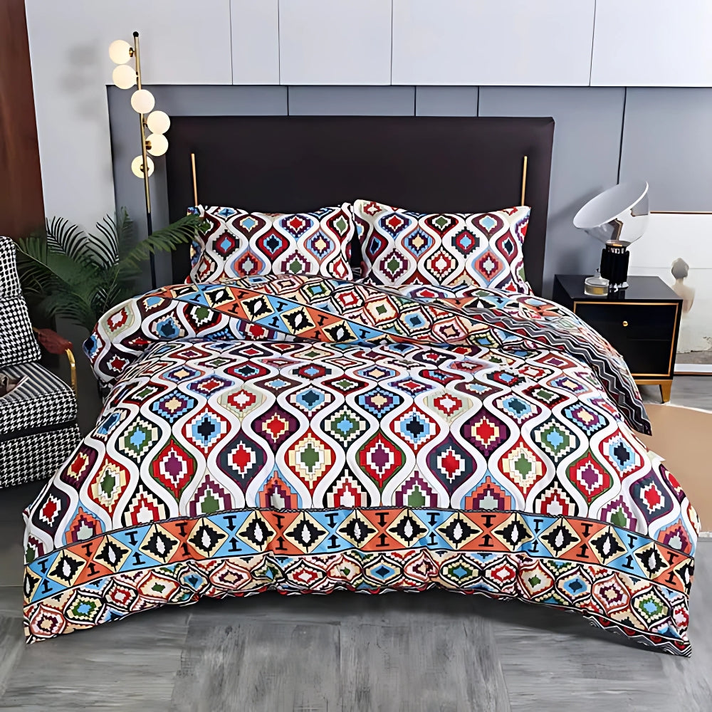 Juego de ropa de cama boho con estampado tribal