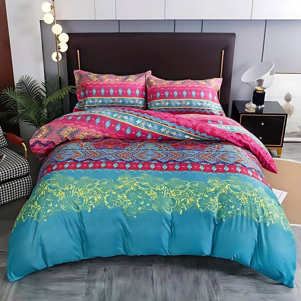 Juego de ropa de cama boho con estampado tribal