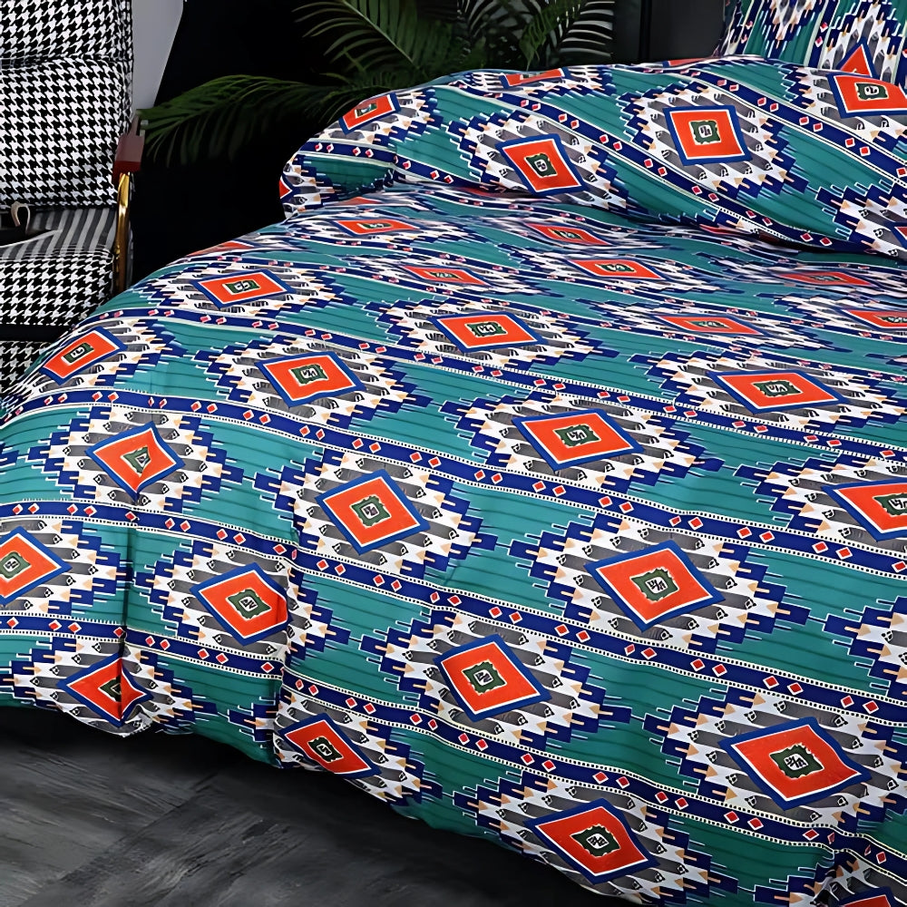 Juego de ropa de cama boho con estampado tribal
