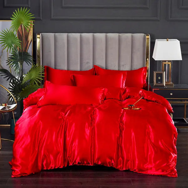 Juego de ropa de cama de seda de 4 piezas de 22 mommes