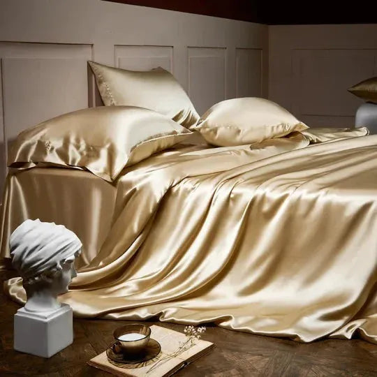 Juego de ropa de cama de seda de 4 piezas de 22 mommes