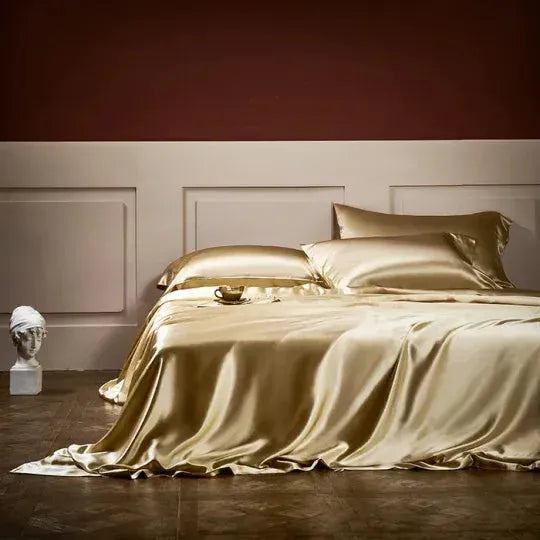 Juego de ropa de cama de seda de 4 piezas de 22 mommes