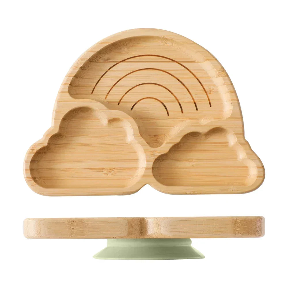 Juego de vajilla de bambú con ventosa para bebé: platos y cuencos seguros y elegantes para niños pequeños