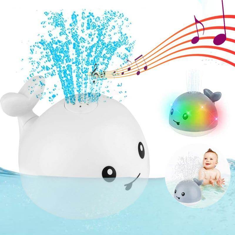 Juguete de baño con forma de ballena y lanzador de agua
