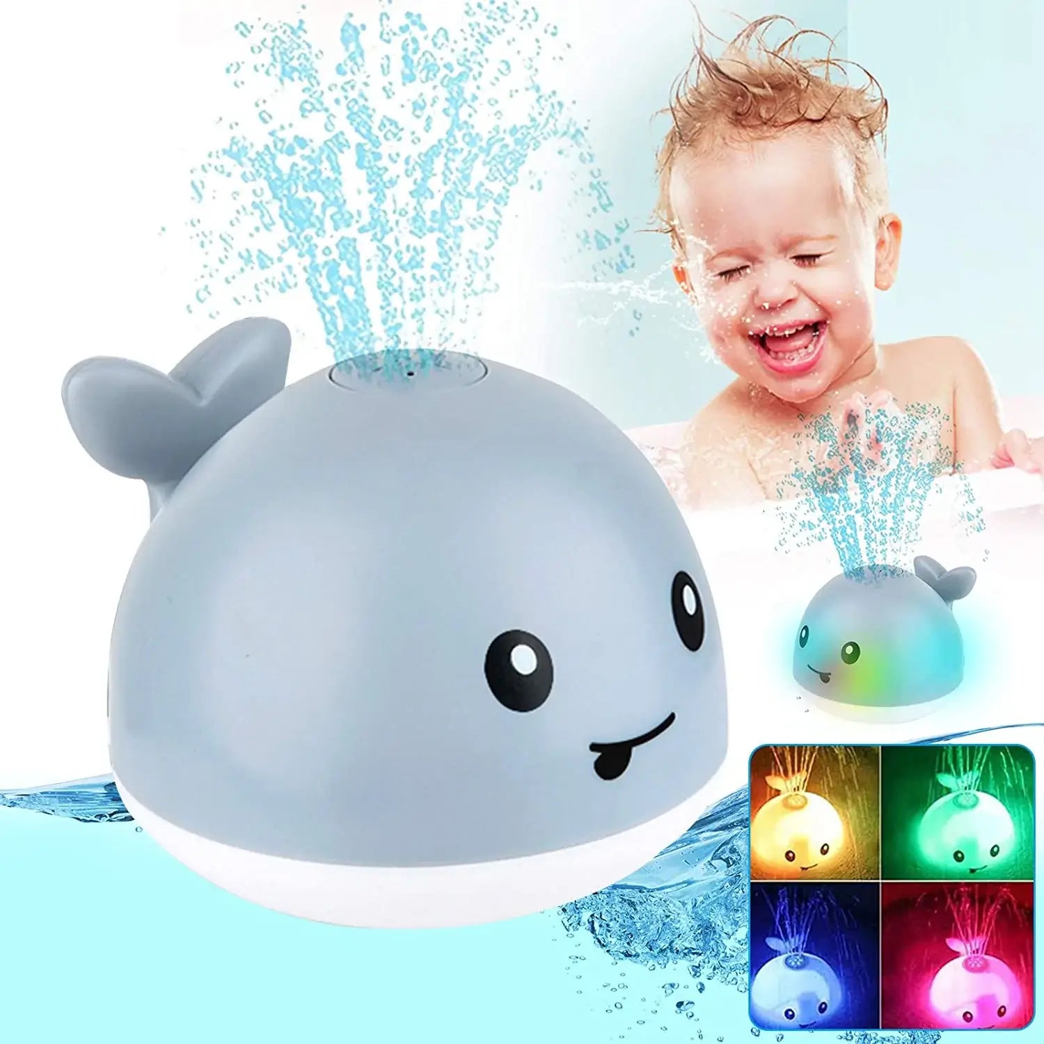 Juguete de baño con forma de ballena y lanzador de agua
