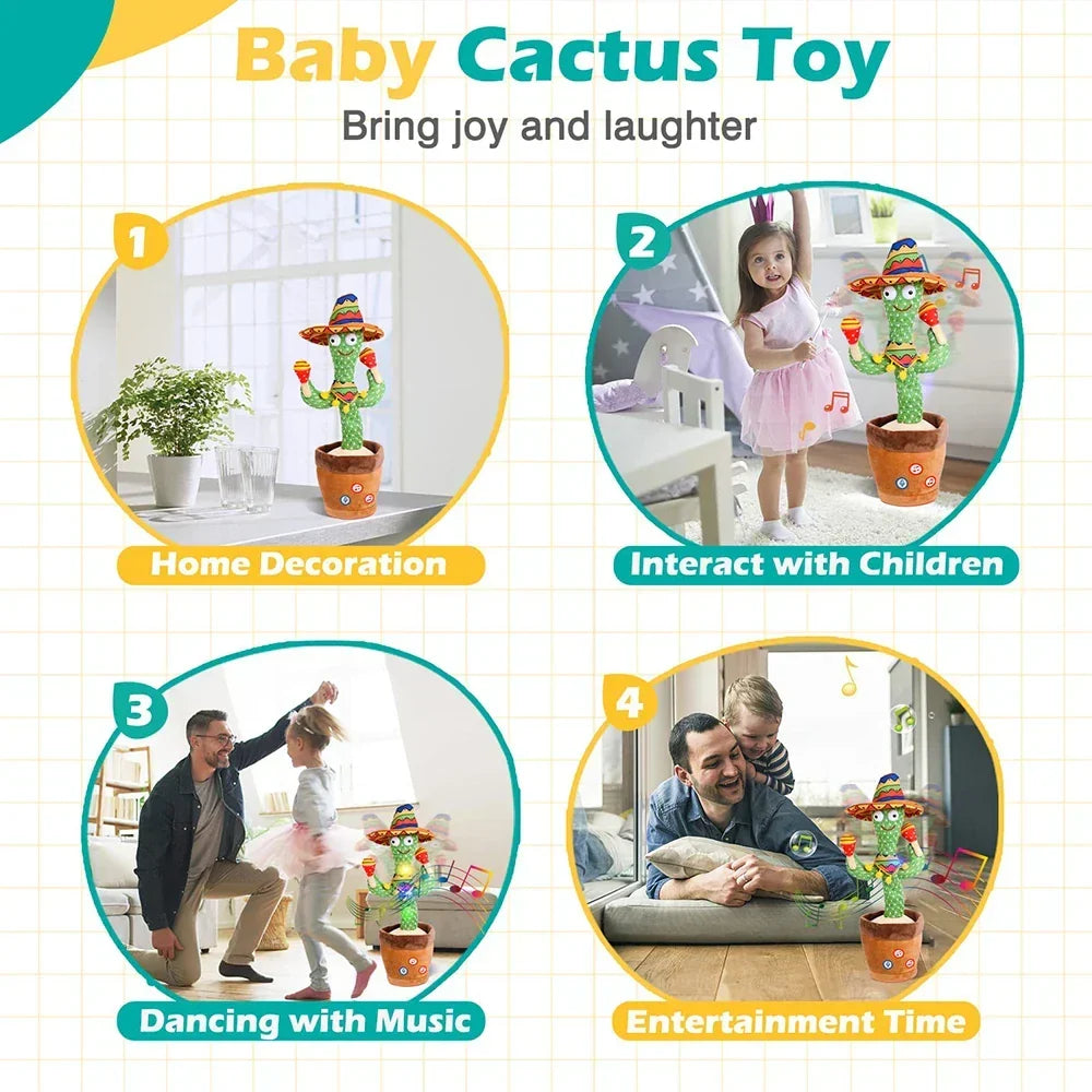 Juguete de cactus bailarín y parlante interactivo para niños con canciones