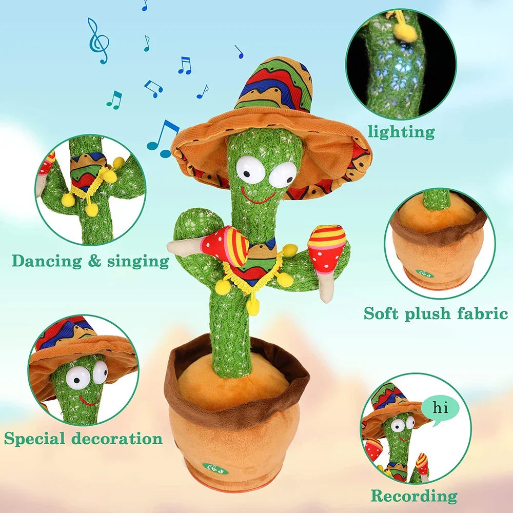 Juguete de cactus bailarín y parlante interactivo para niños con canciones