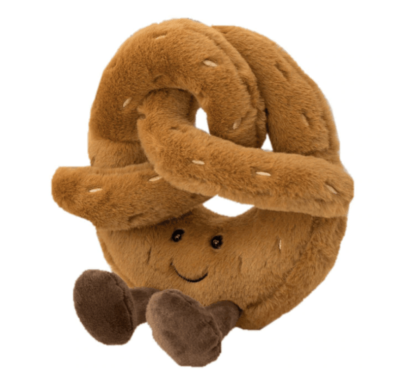 Juguete de peluche con forma de cruasán, suave compañero de abrazos para niños y adultos, color marrón y crema, hecho a mano