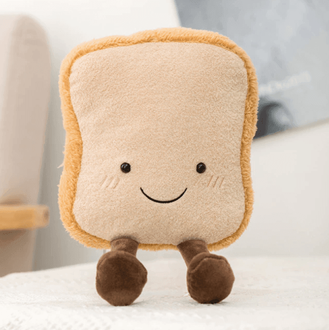 Juguete de peluche con forma de cruasán, suave compañero de abrazos para niños y adultos, color marrón y crema, hecho a mano