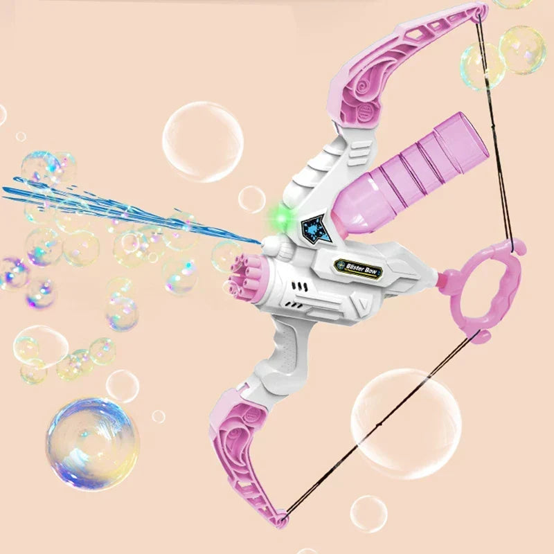 Juguete Pistola de Agua y Máquina de Burbujas 2 en 1 con Forma de Arco para Exteriores para Niños