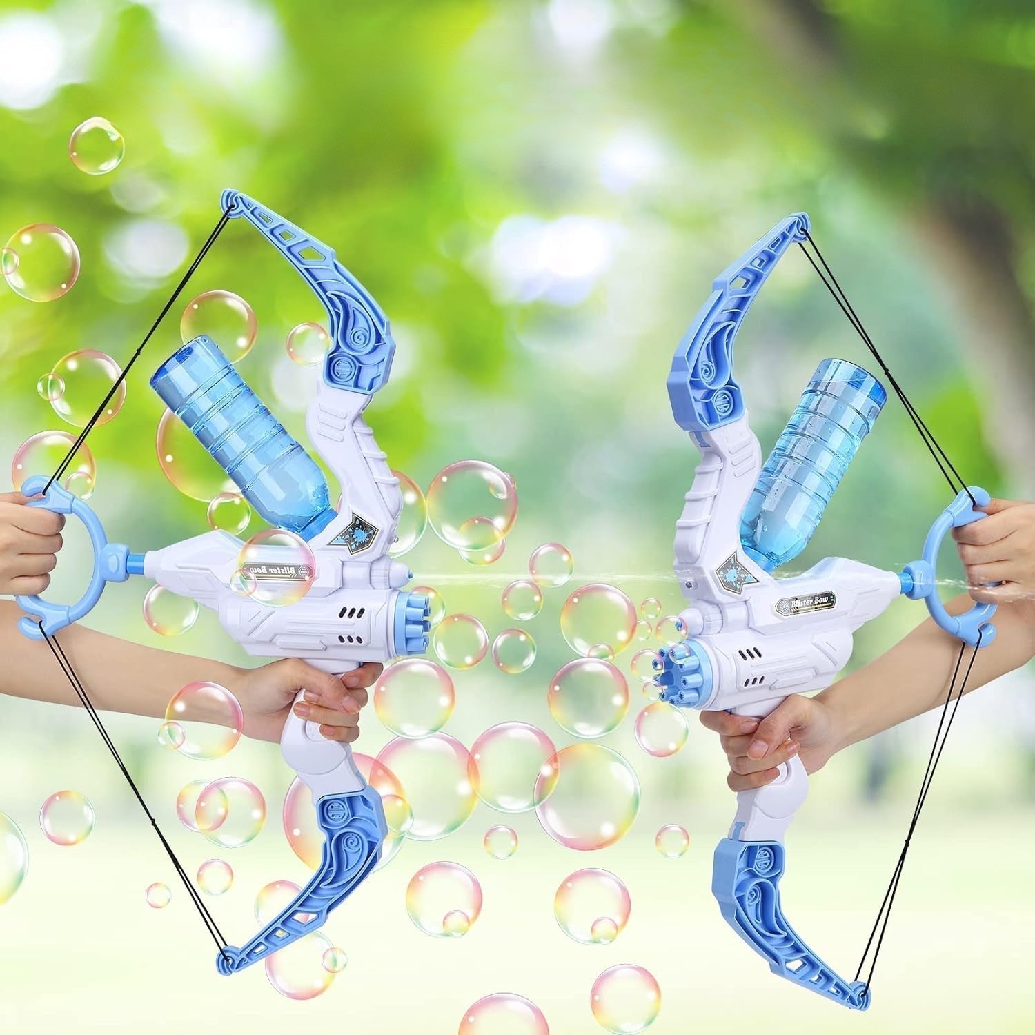 Juguete Pistola de Agua y Máquina de Burbujas 2 en 1 con Forma de Arco para Exteriores para Niños