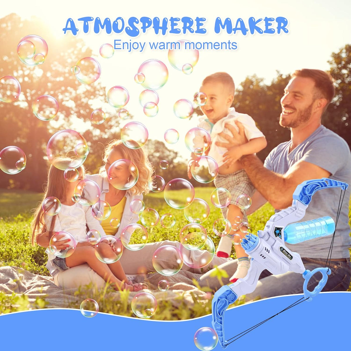 Juguete Pistola de Agua y Máquina de Burbujas 2 en 1 con Forma de Arco para Exteriores para Niños