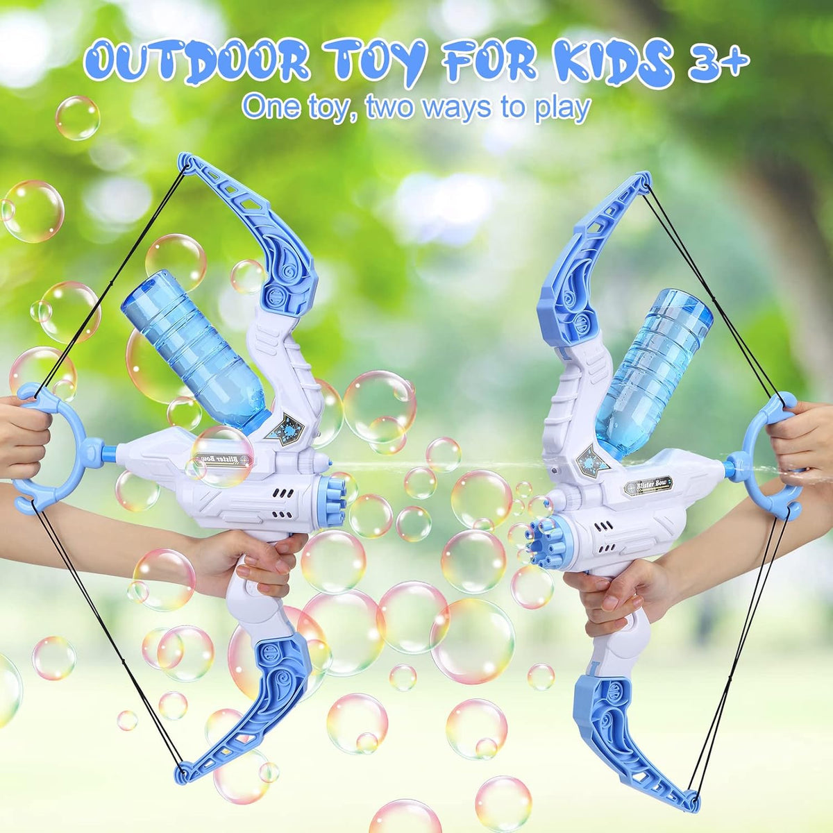 Juguete Pistola de Agua y Máquina de Burbujas 2 en 1 con Forma de Arco para Exteriores para Niños