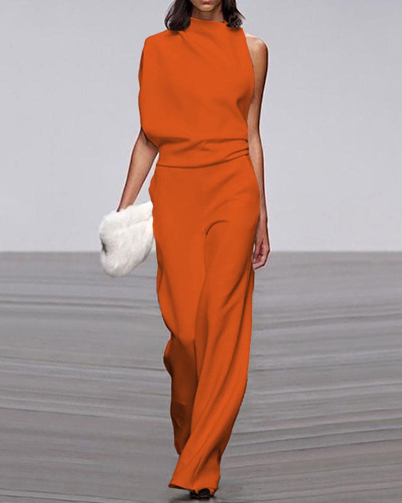 Jumpsuit elegante con cuello alto