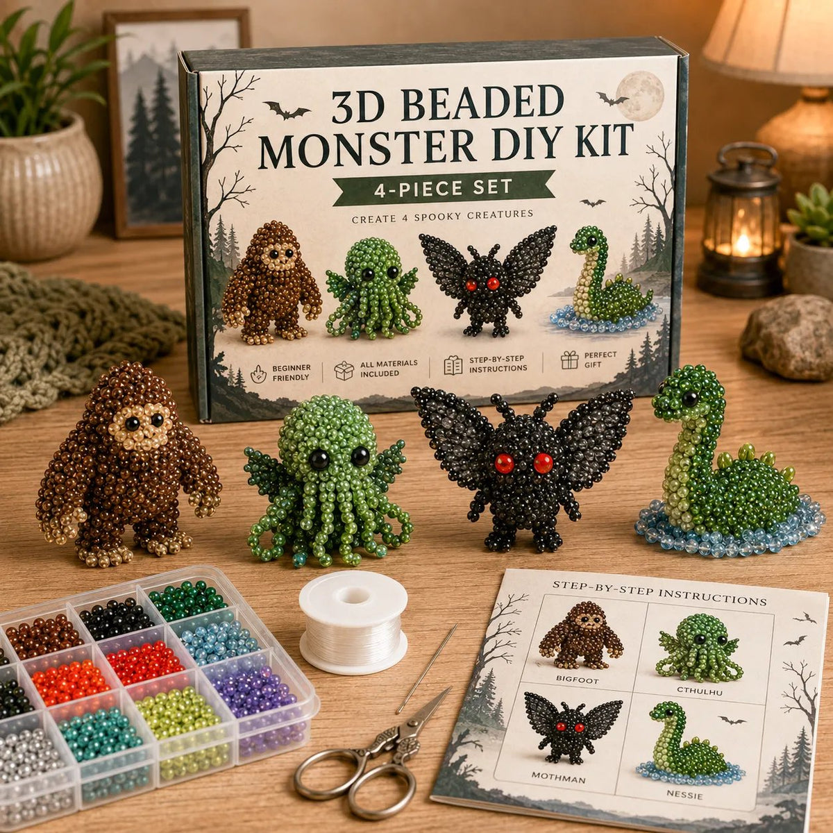 Kit de abalorios DIY: 4 adorables animales en 3D
