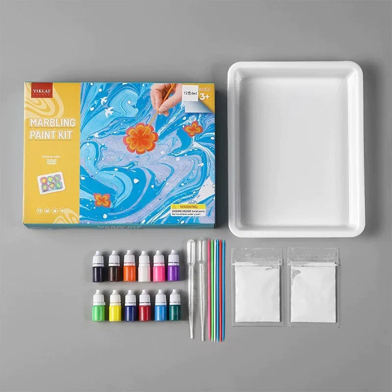 Kit de arte de pintura sobre agua y jaspeado para niños