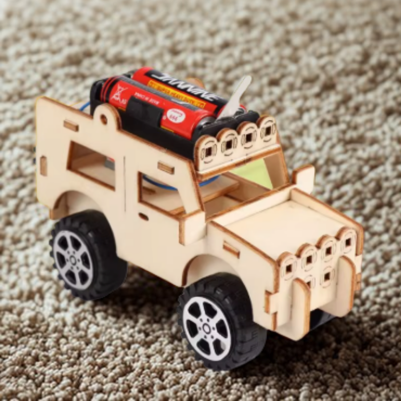 Kit de construcción de vehículo eléctrico de madera para niños DIY