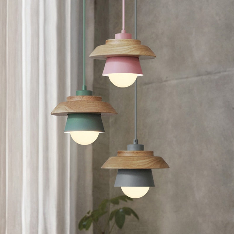 Lámpara colgante de madera de diseño natural nórdico