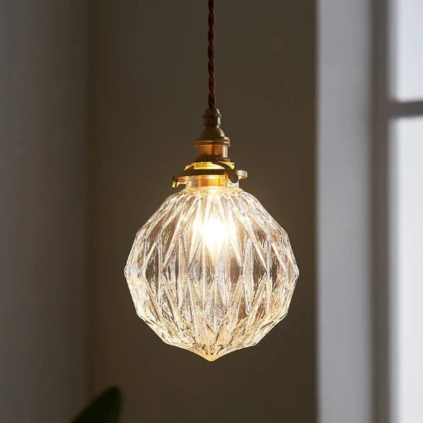 Lámpara colgante industrial con pantalla de cristal transparente